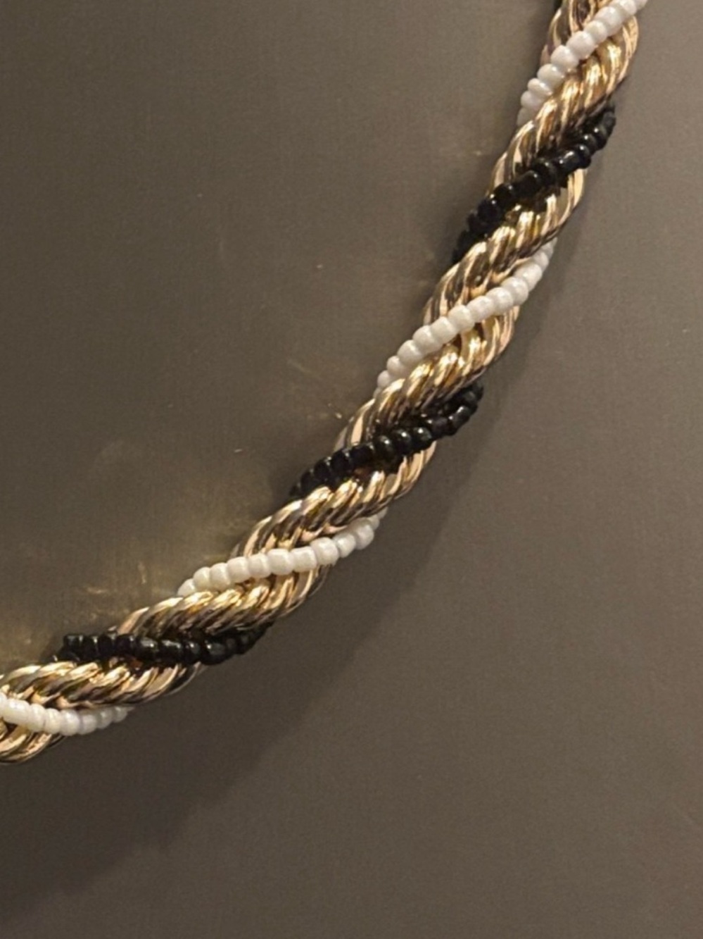 23. Elegant ALFRED SUNG Gold-plated, White and Black Twisted Seed Bead Necklace